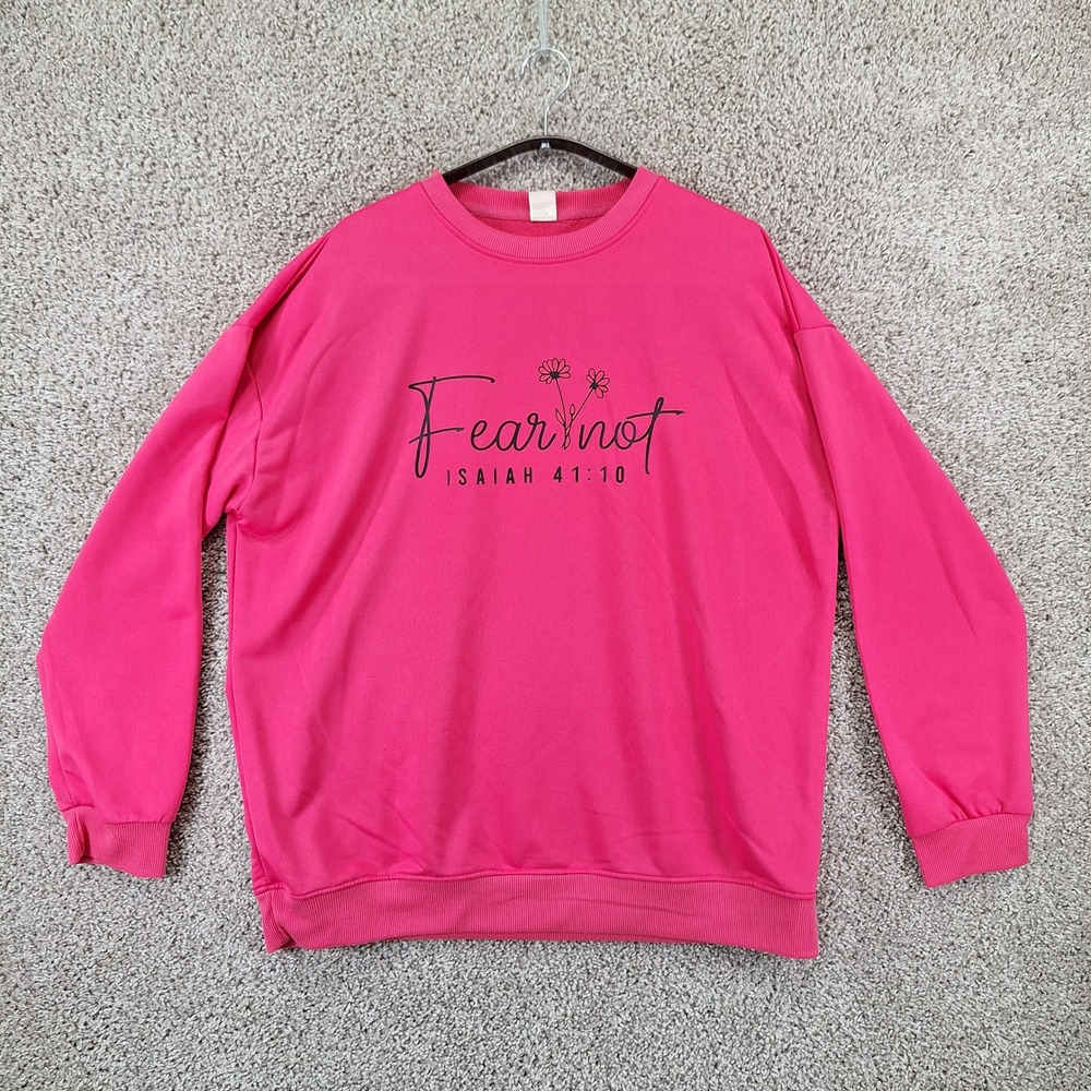 Unbranded Sweatshirt Women XL Pink Fear Not Isaiah 41:10 Christian Faith Casual